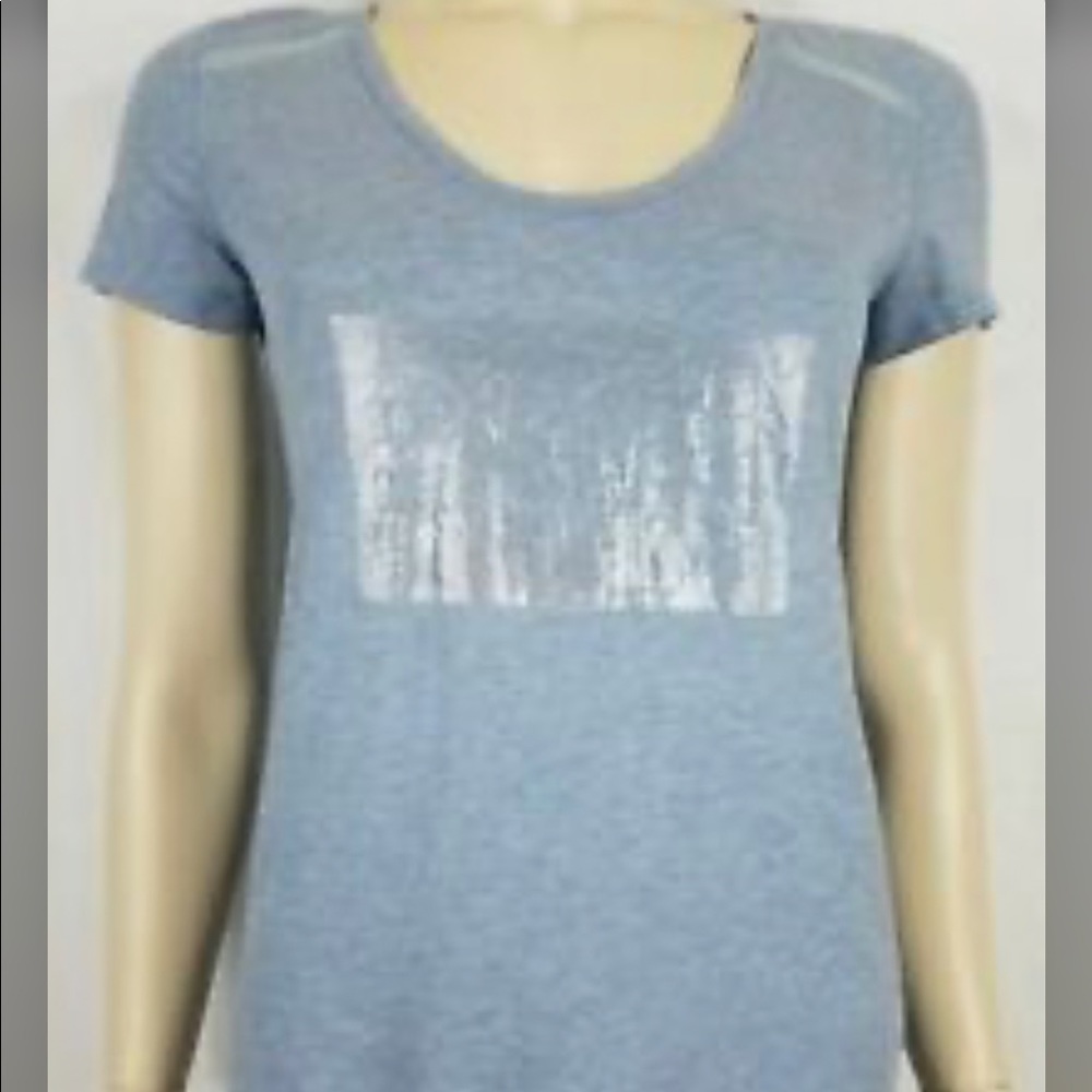 Lululemon blue silver Devoted to the Moment short sleeve t-shirt ladies size 8